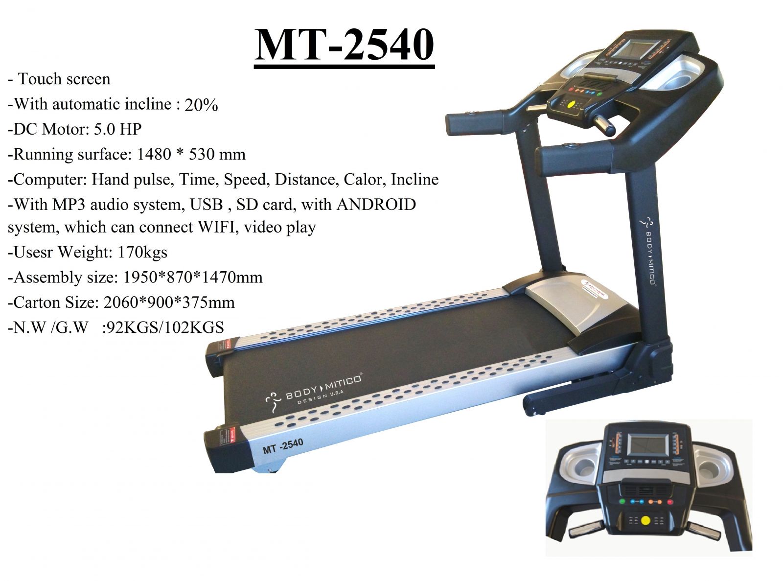 Máy chạy bộ điện MT-2540 (5HP)